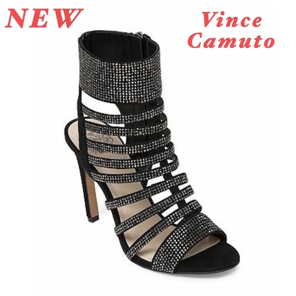 Vince Camuto Shoes - NEW-Vince Camuto Black Kayak Crystal Cage Heels 10